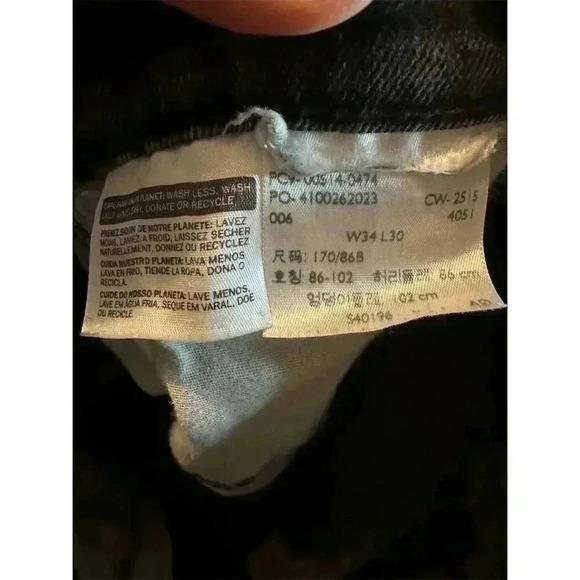 Levi's Men's Straight Jeans Size 34 Black Dark Wash 5-Pocket Style R red tab - Picture 6 of 8